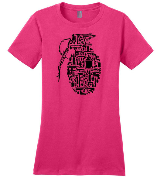 Grenade Made of Guns - Women's Shooting T-Shirt - Dark Fuchsia