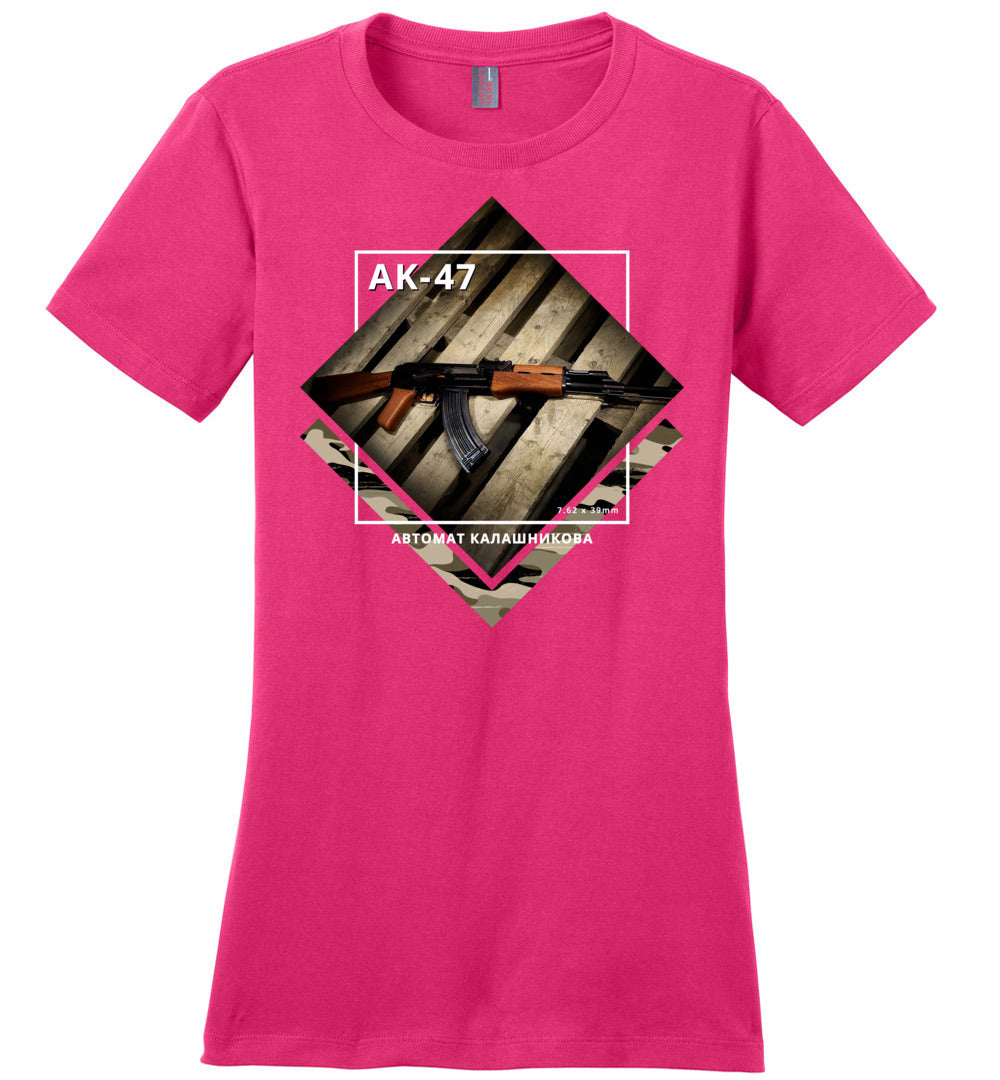 AK-47 Rifle - Tactical Ladies Apparel - Dark Fuchsia Tee