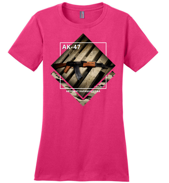 AK-47 Rifle - Tactical Ladies Apparel - Dark Fuchsia Tee