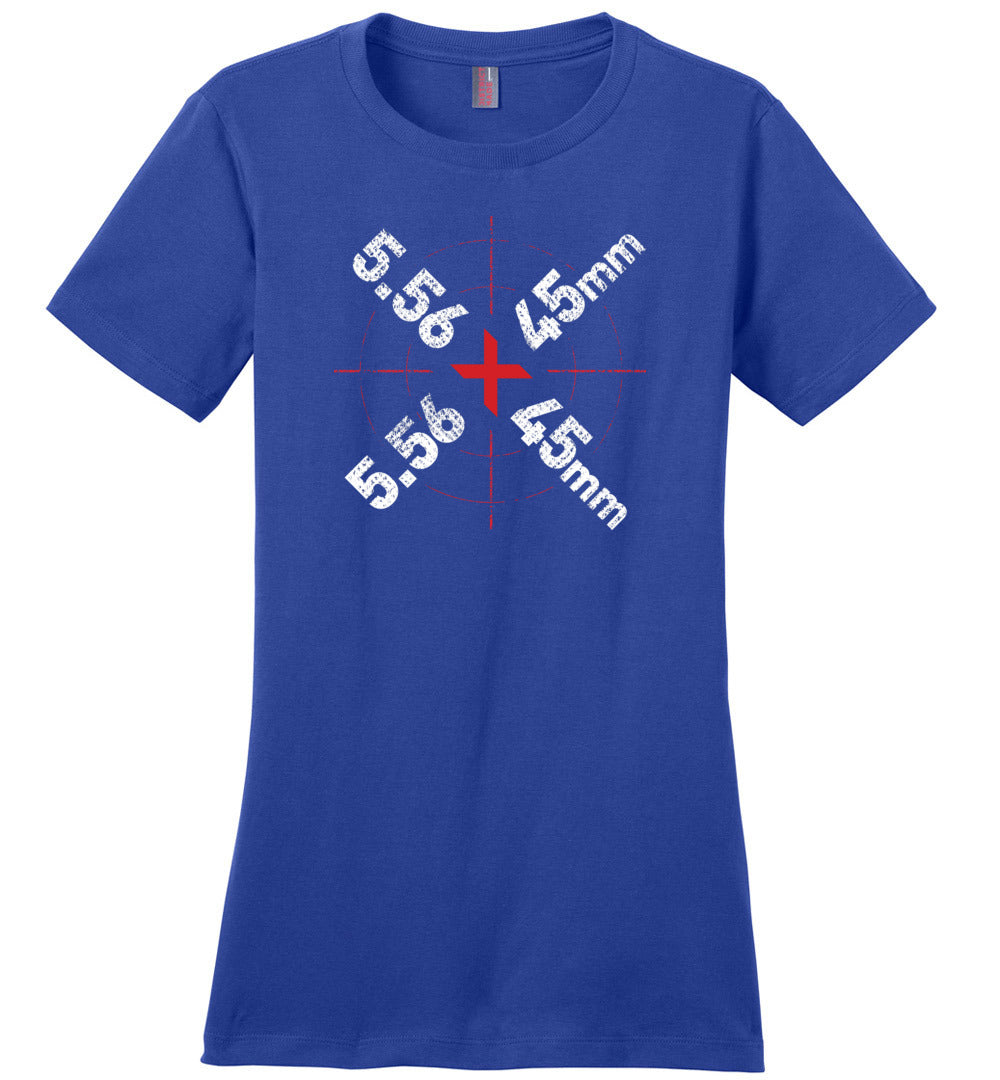 5.56 x 45mm Caliber Ammo AR-15 Shooting Gun Women's T-Shirt - Blue