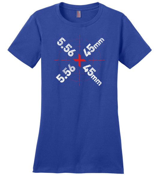 5.56 x 45mm Caliber Ammo AR-15 Shooting Gun Women's T-Shirt - Blue