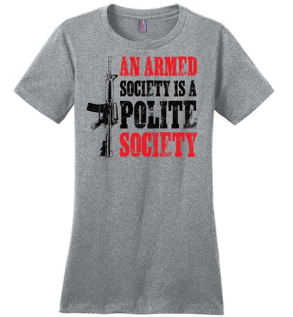 An Armed Society is a Polite Society - Shooting Ladies Tshirt - Heathered Steel