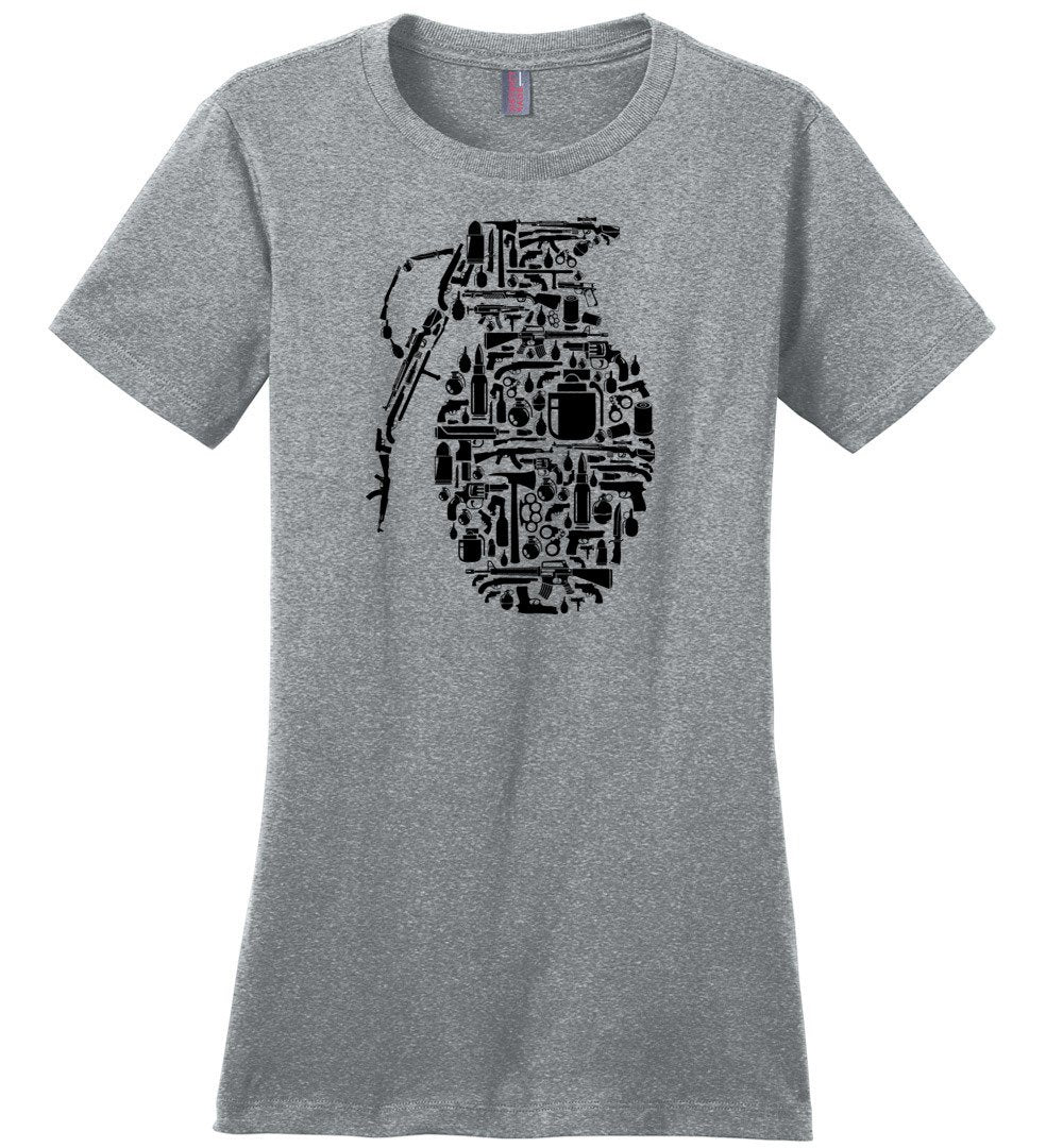 Grenade Made of Guns - Women's Shooting T-Shirt - Heathered Steel