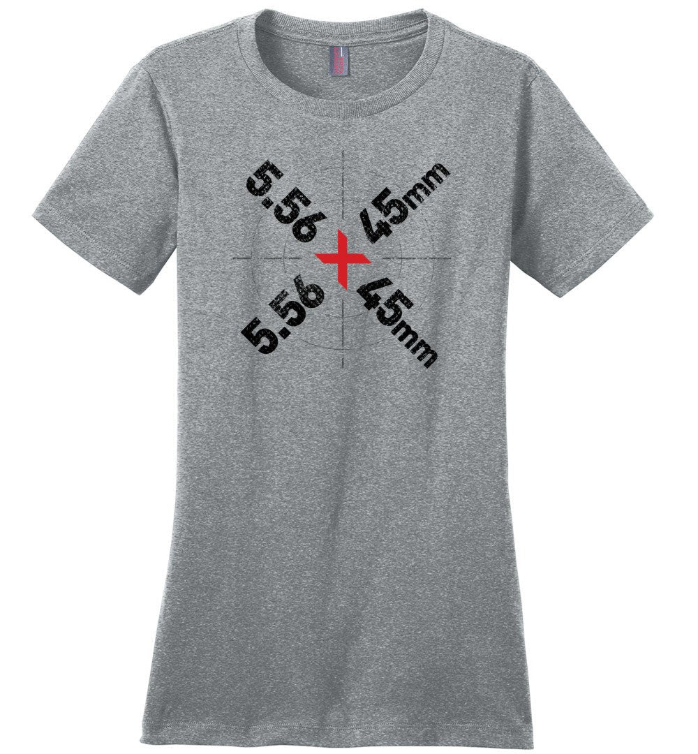5.56 x 45mm Caliber Ammo AR-15 Shooting Gun Women's T-Shirt - Heathered Steel