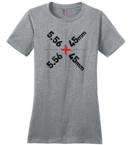 5.56 x 45mm Caliber Ammo AR-15 Shooting Gun Women's T-Shirt - Heathered Steel