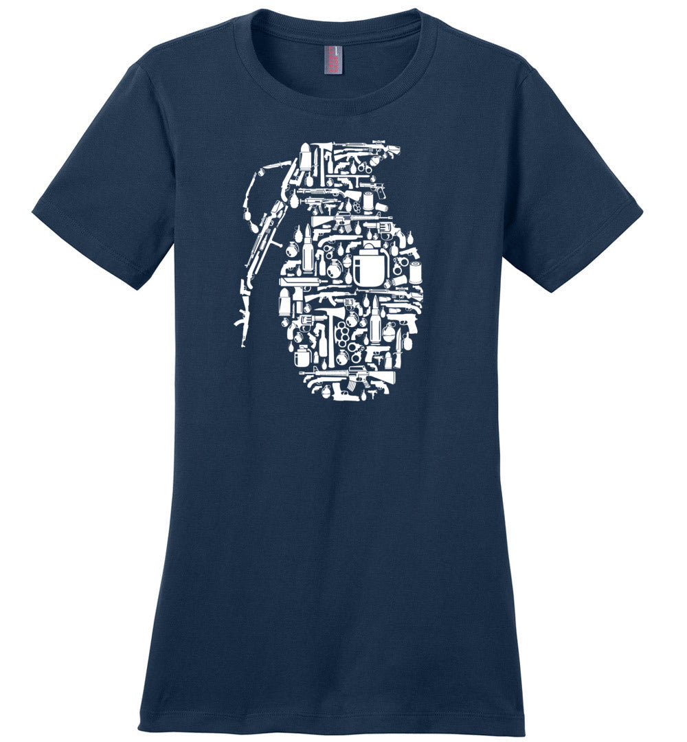 Grenade Made of Guns - Women's Shooting T-Shirt - Navy