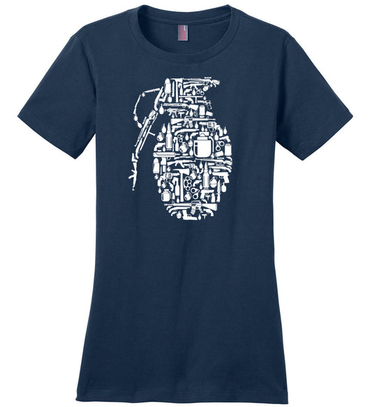 Grenade Made of Guns - Women's Shooting T-Shirt - Navy
