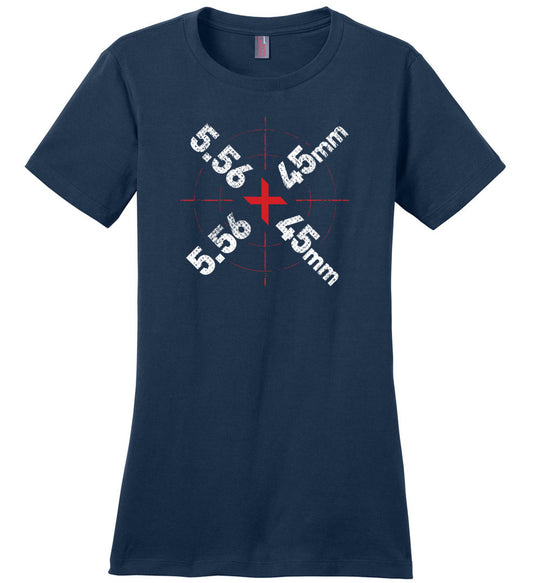 5.56 x 45mm Caliber Ammo AR-15 Shooting Gun Women's T-Shirt - Navy