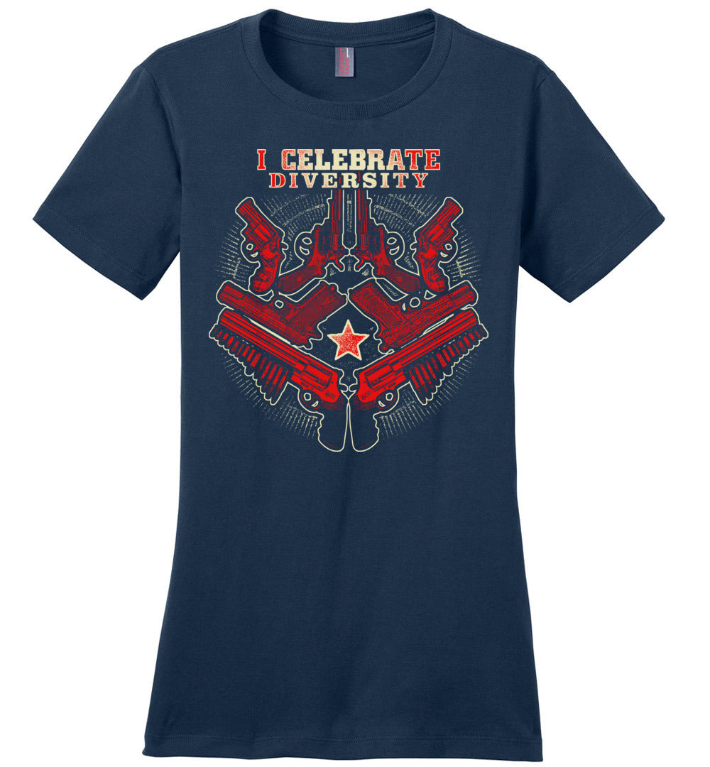 I Celebrate Diversity - Pro Gun Tactical Ladies Tee - Navy