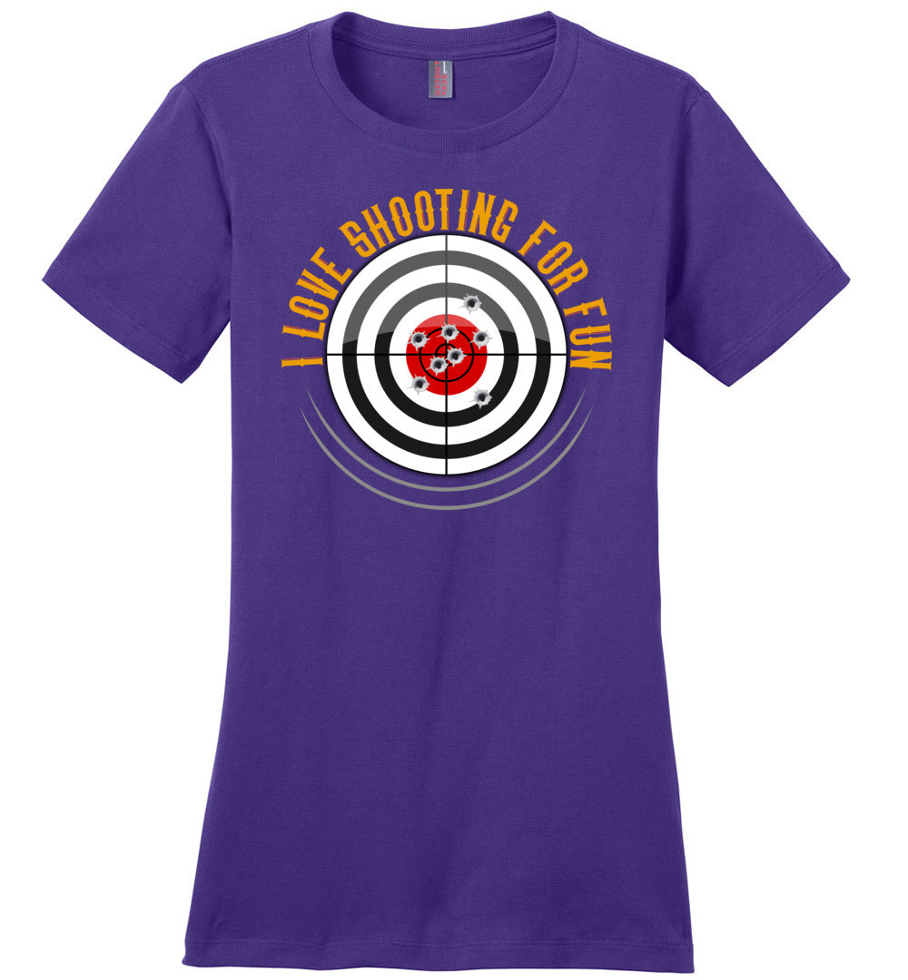 I Love Shooting for Fun - Women's Pro Gun Apparel - Purple T Shirts