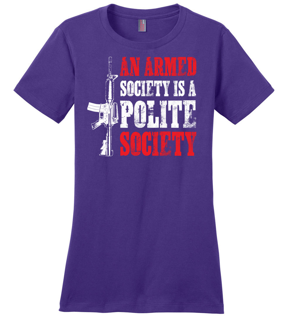 An Armed Society is a Polite Society - Shooting Ladies Tshirt - Purple