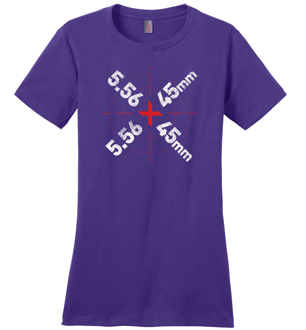5.56 x 45mm Caliber Ammo AR-15 Shooting Gun Women's T-Shirt - Purple