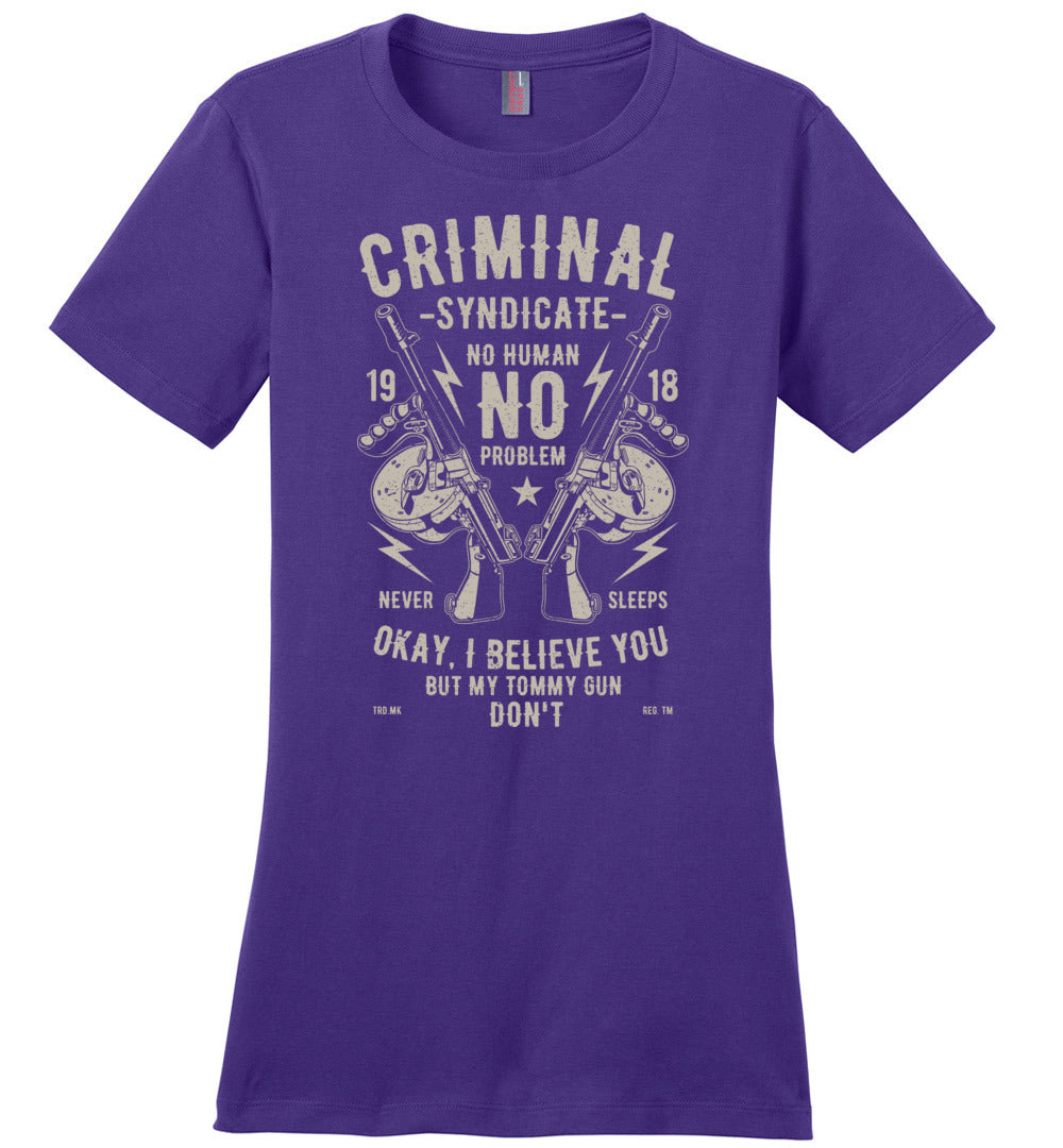 Thompson Submachine Gun Women's Pro Gun Tee - Purple