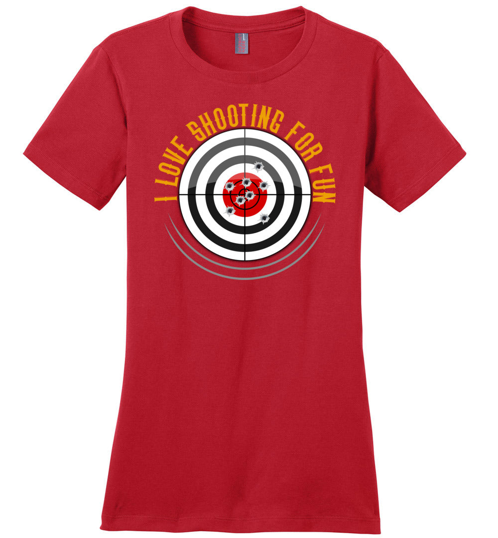 I Love Shooting for Fun - Women's Pro Gun Apparel - Red T Shirts