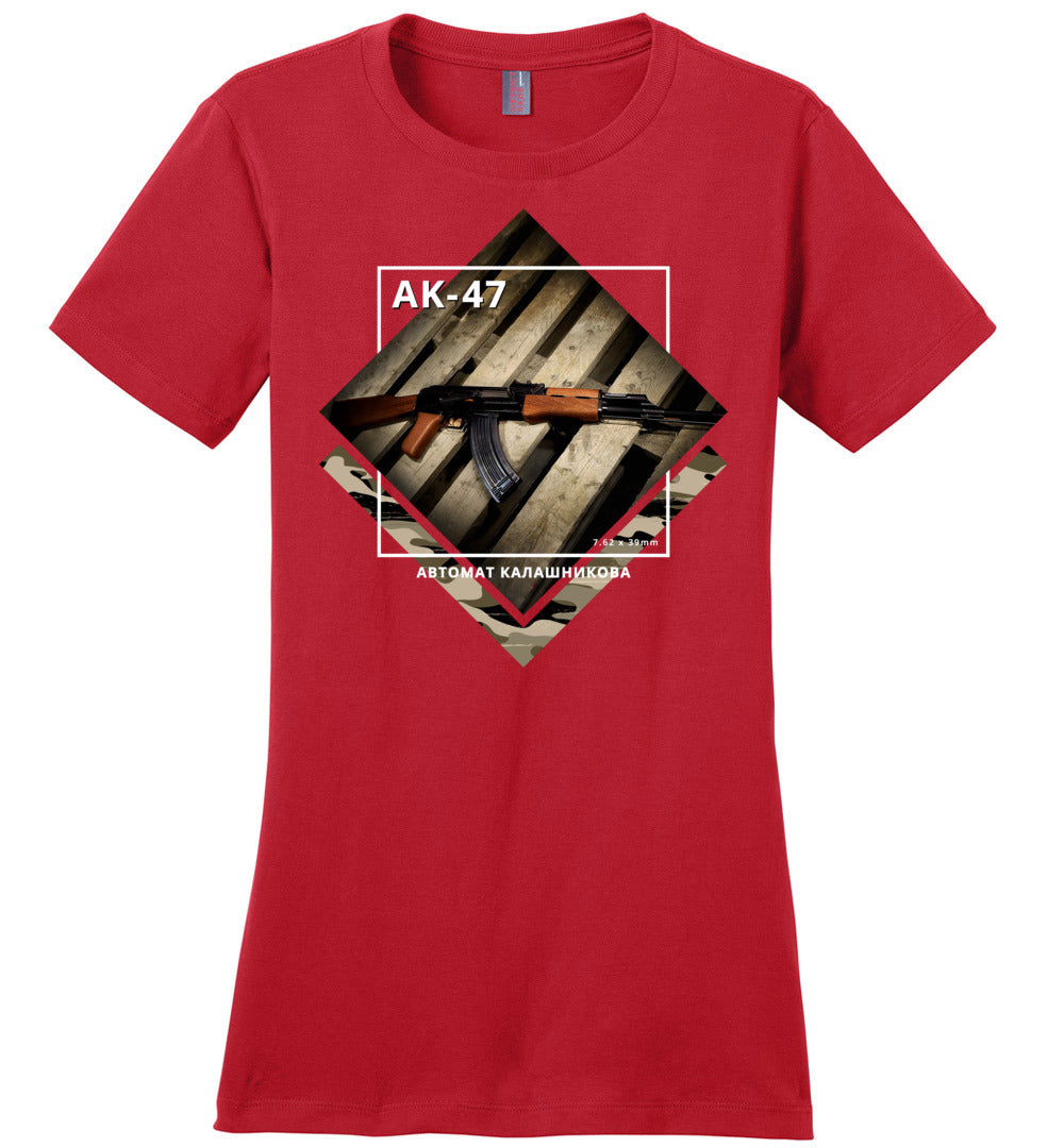 AK-47 Rifle - Tactical Ladies Apparel - Red Tee