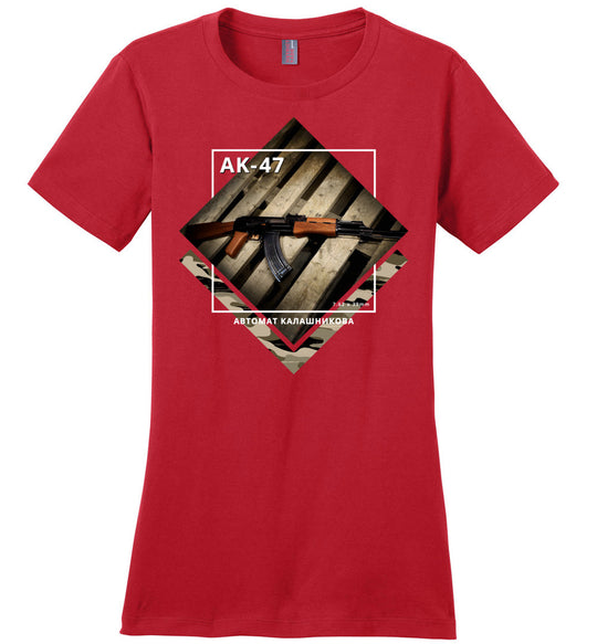 AK-47 Rifle - Tactical Ladies Apparel - Red Tee