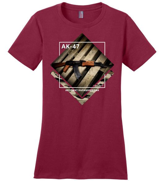 AK-47 Rifle - Tactical Ladies Apparel - Sangria Tee