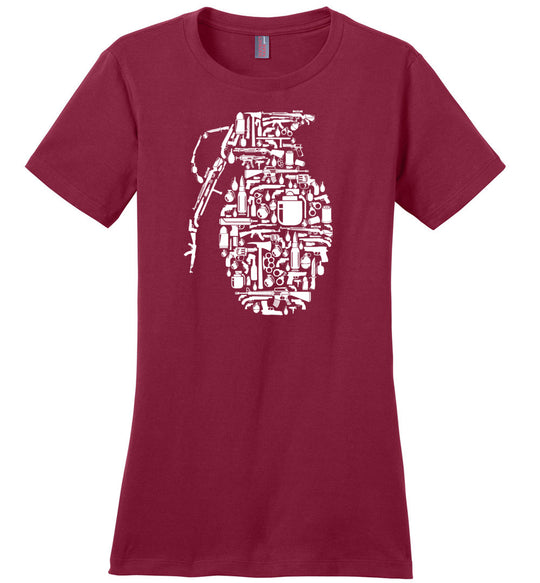 Grenade Made of Guns - Women's Shooting T-Shirt - Sangria
