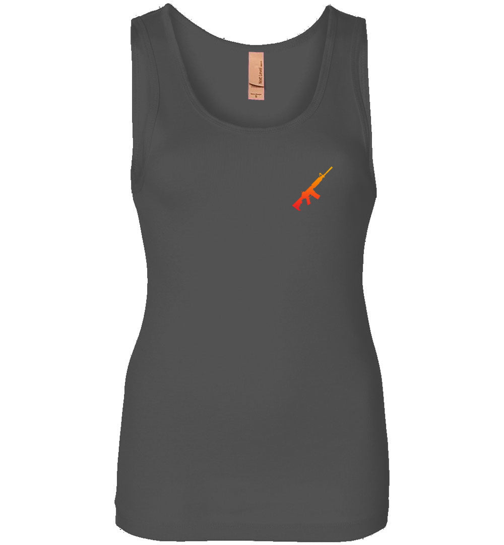 AR-15 Rifle Silhouette Firearm Women's Tank Top -  Dark Grey