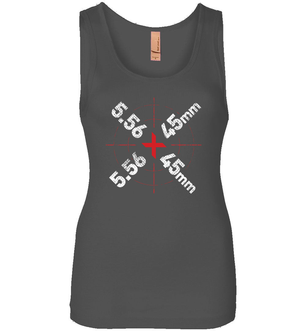 5.56 x 45mm Caliber Ammo AR-15 Shooting Gun Women's Tank Top - Charcoal
