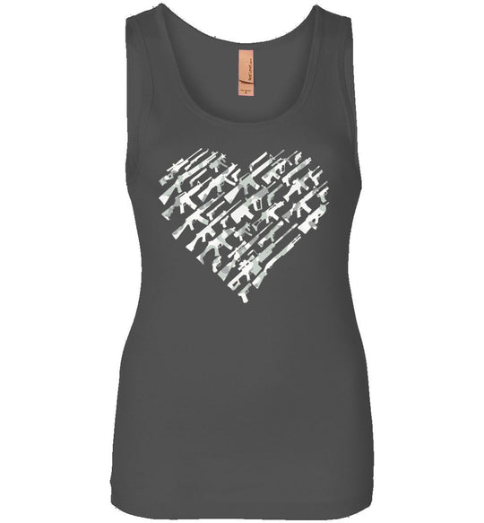 I Love Guns, Heart Made of Guns - Women's Tank Top - Dark Grey
