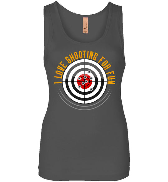 I Love Shooting for Fun - Women's Pro Gun Apparel - Charcoal Tank Top