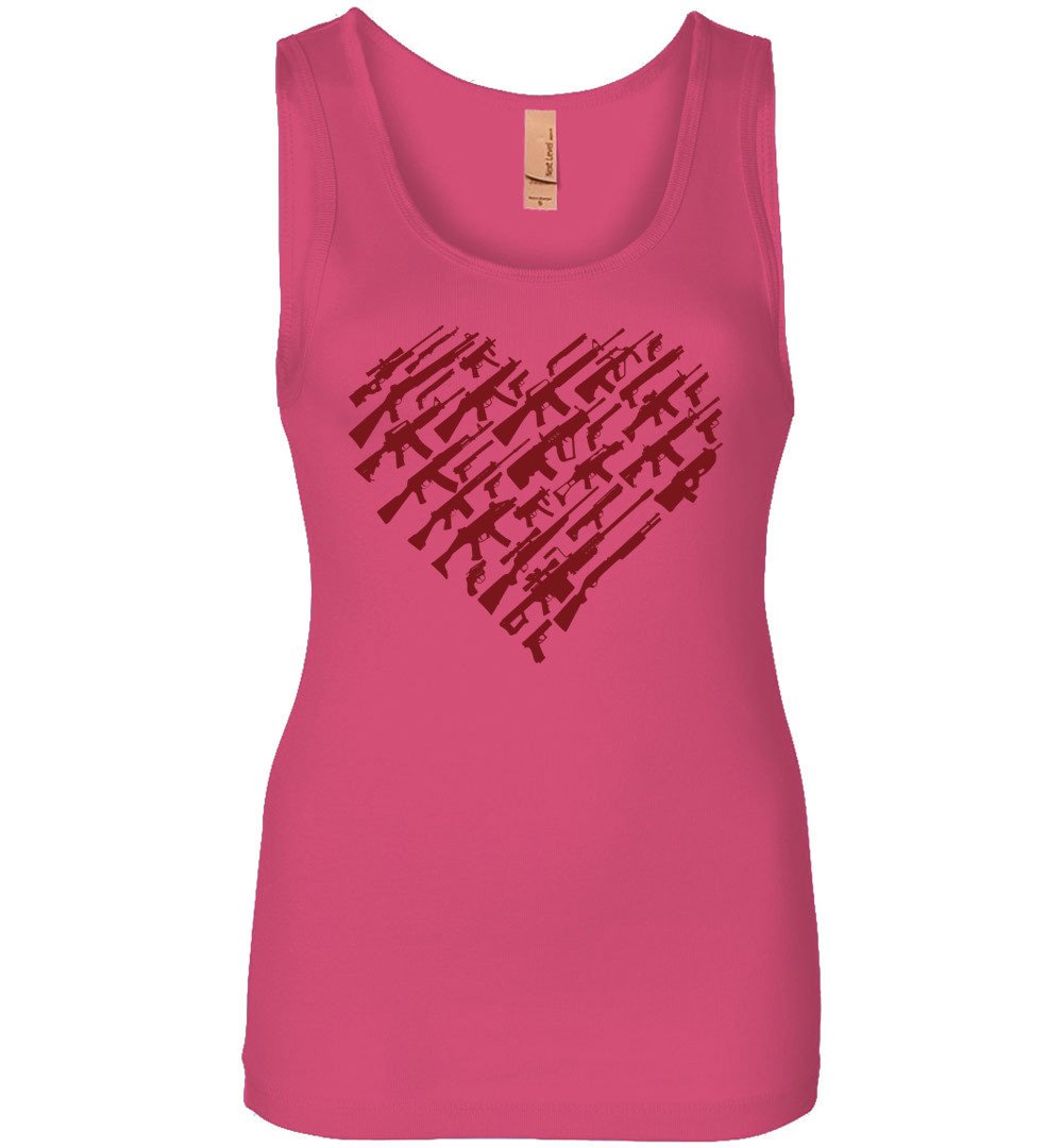 I Love Guns, Heart Made of Guns - Women's Tank Top - Pink