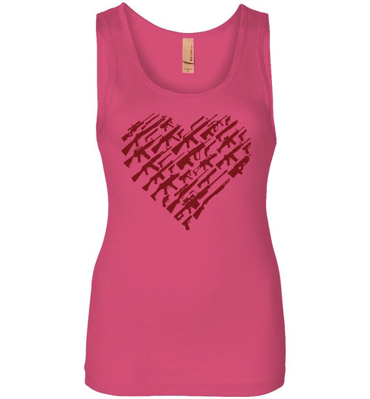 I Love Guns, Heart Made of Guns - Women's Tank Top - Pink