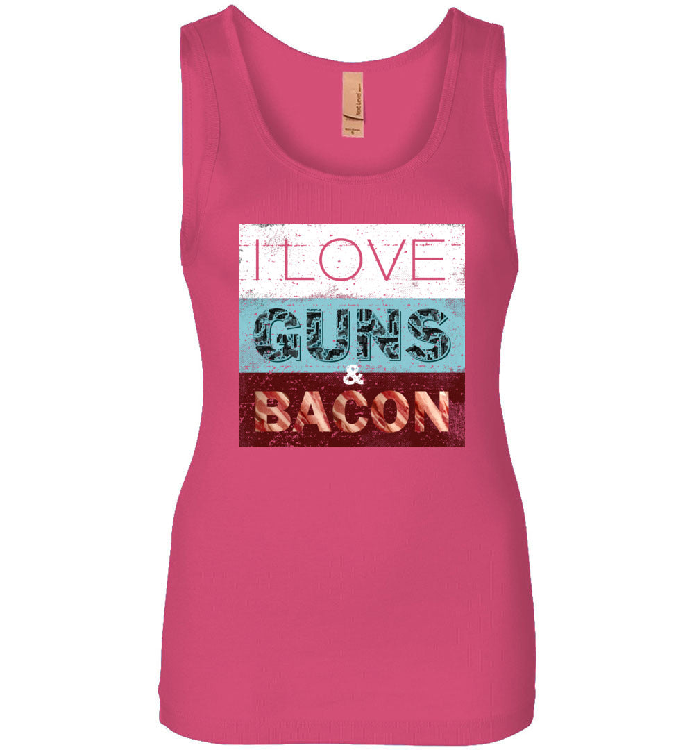 I Love Guns & Bacon - Women's Pro Firearms Apparel - Hot Pink Tank Top
