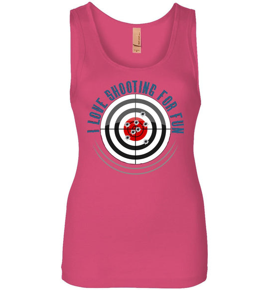 I Love Shooting for Fun - Women's Pro Gun Apparel - Pink Tank Top