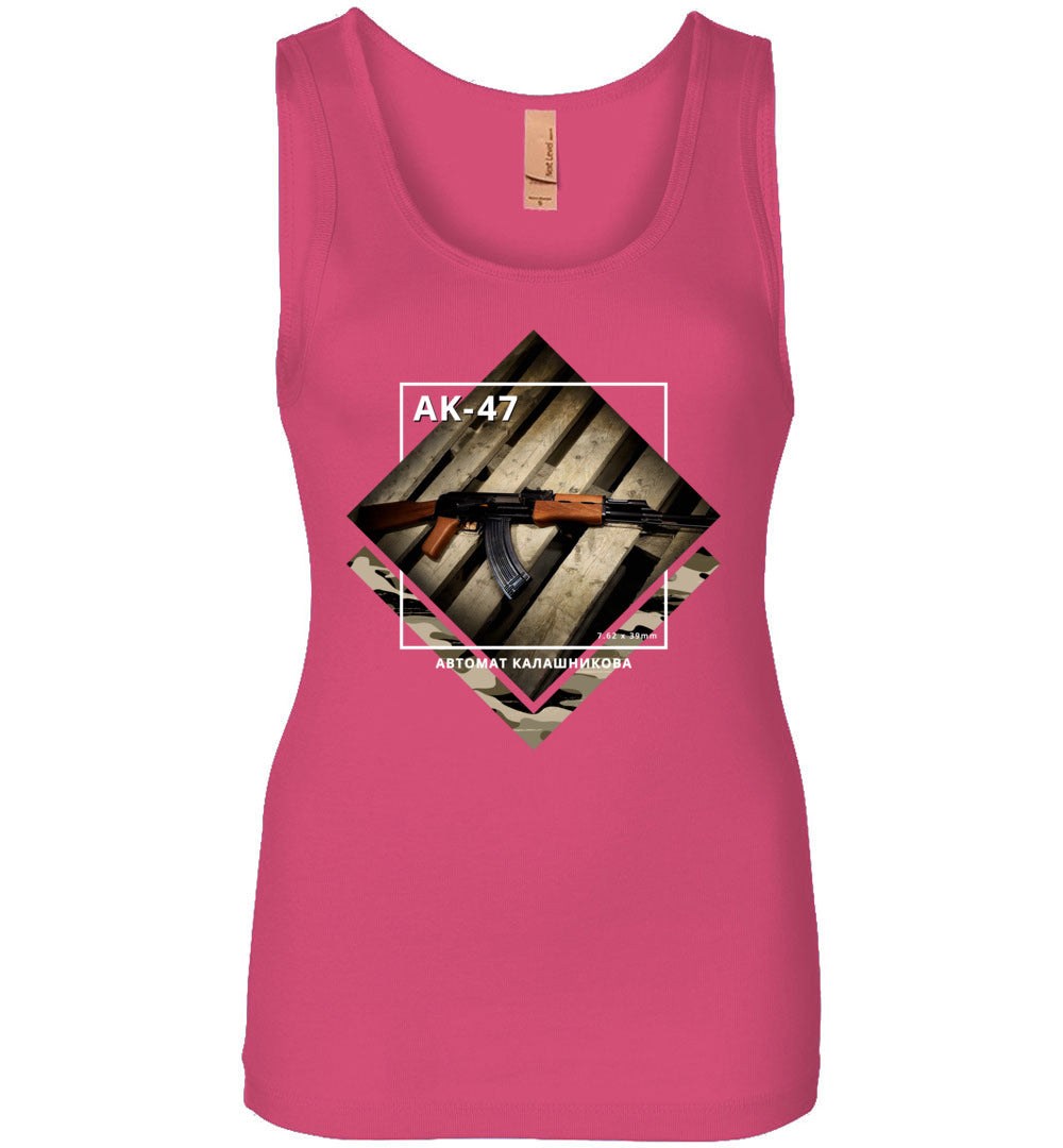 AK-47 Rifle - Tactical Ladies Apparel - Pink Tank Top