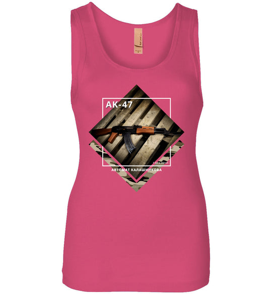 AK-47 Rifle - Tactical Ladies Apparel - Pink Tank Top