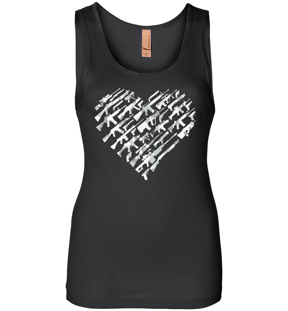 I Love Guns, Heart Made of Guns - Women's Tank Top - Black