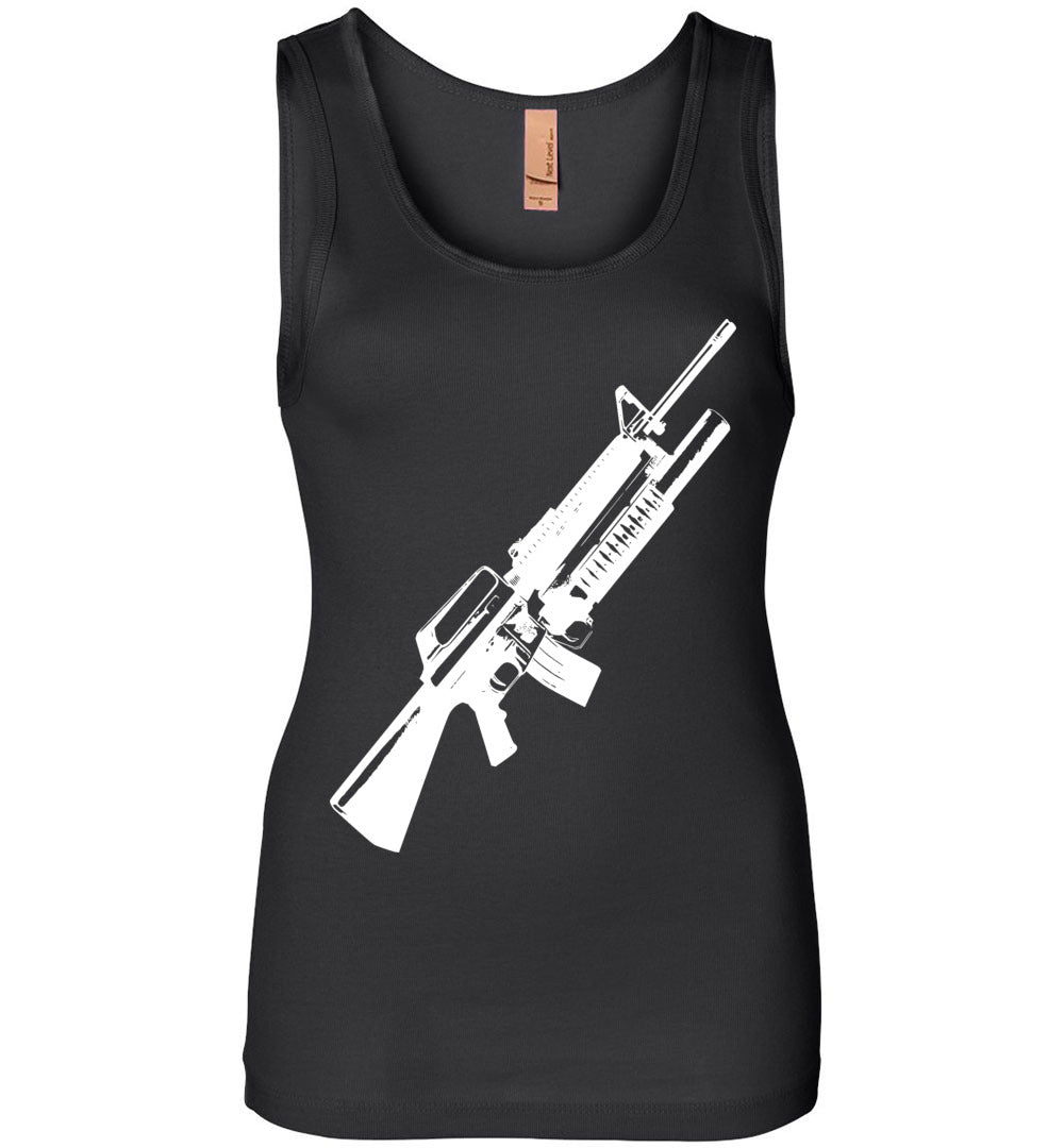 M16A2 Rifles with M203 Grenade Launcher - Pro Gun Tactical Ladies Tank Top - Black