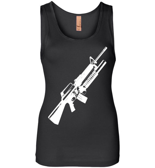 M16A2 Rifles with M203 Grenade Launcher - Pro Gun Tactical Ladies Tank Top - Black
