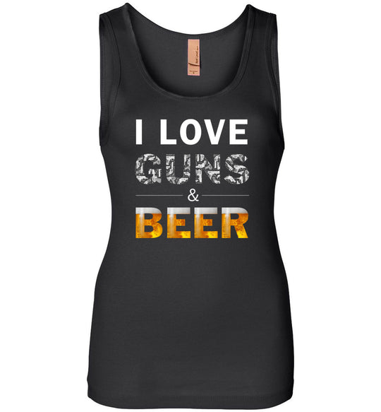 I Love Guns & Beer - Women's Pro Firearms Apparel - Black Tank Top