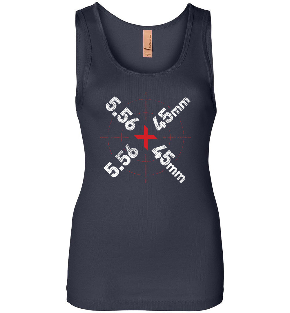 5.56 x 45mm Caliber Ammo AR-15 Shooting Gun Women's Tank Top - Navy