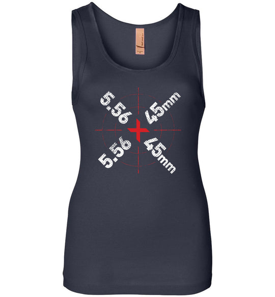 5.56 x 45mm Caliber Ammo AR-15 Shooting Gun Women's Tank Top - Navy