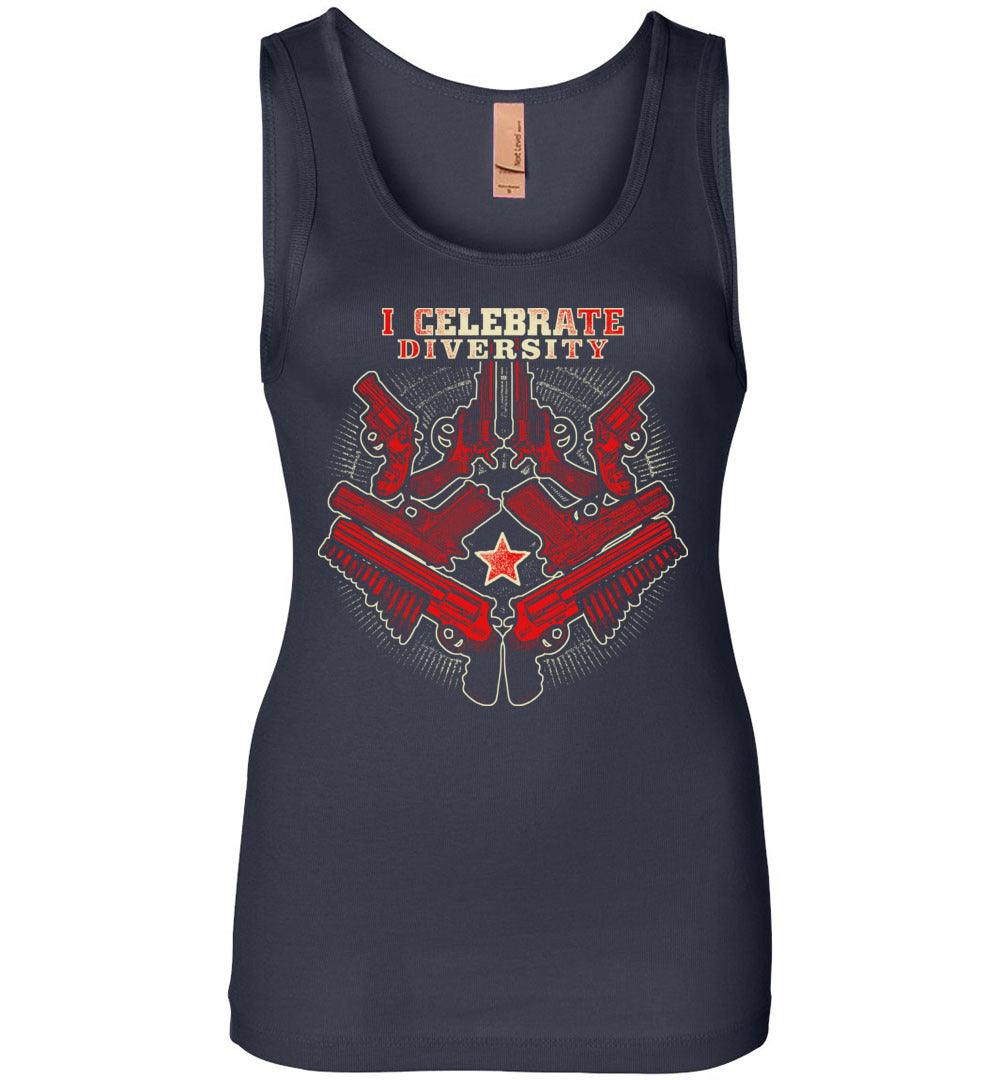 I Celebrate Diversity - Pro Gun Tactical Women's Tank Top - Navy