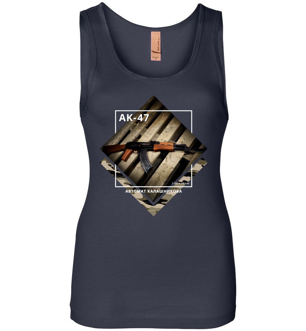 AK-47 Rifle - Tactical Ladies Apparel - Navy Tank Top