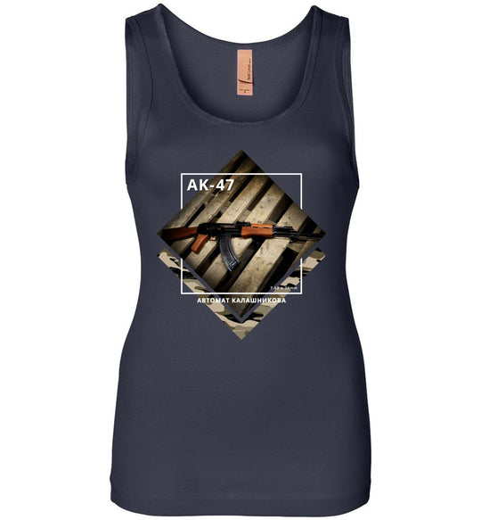 AK-47 Rifle - Tactical Ladies Apparel - Navy Tank Top
