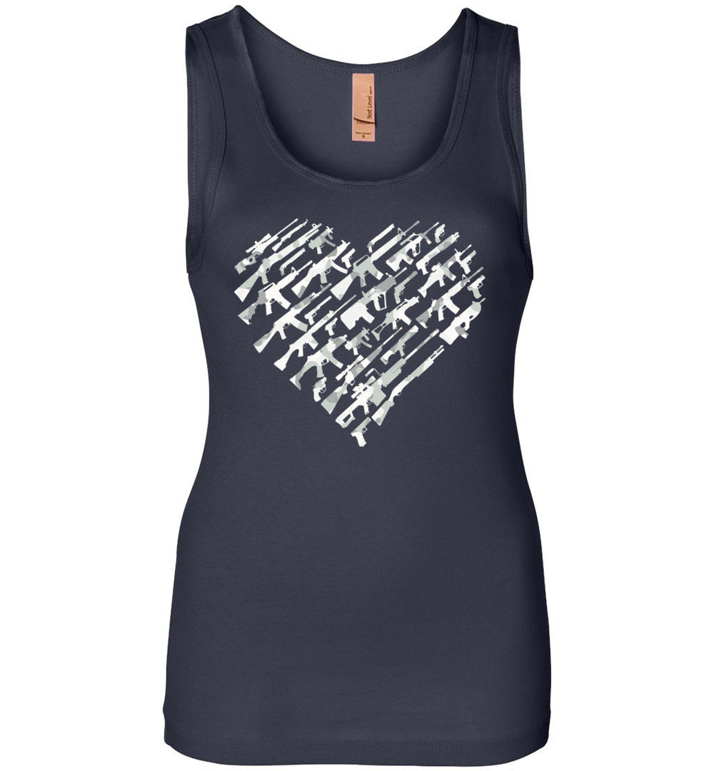 I Love Guns, Heart Made of Guns - Women's Tank Top - Navy