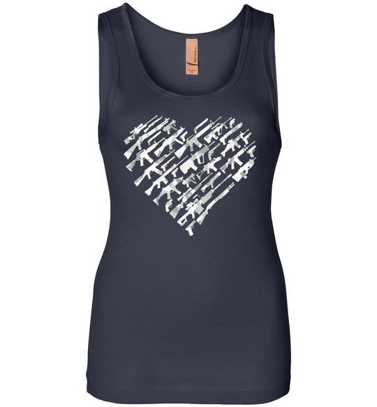 I Love Guns, Heart Made of Guns - Women's Tank Top - Navy