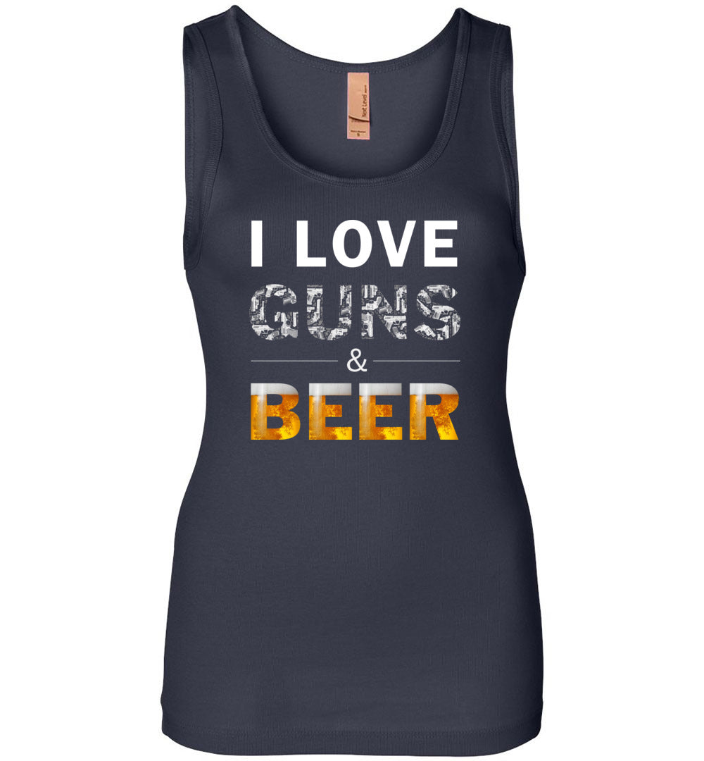 I Love Guns & Beer - Women's Pro Firearms Apparel - Navy Tank Top