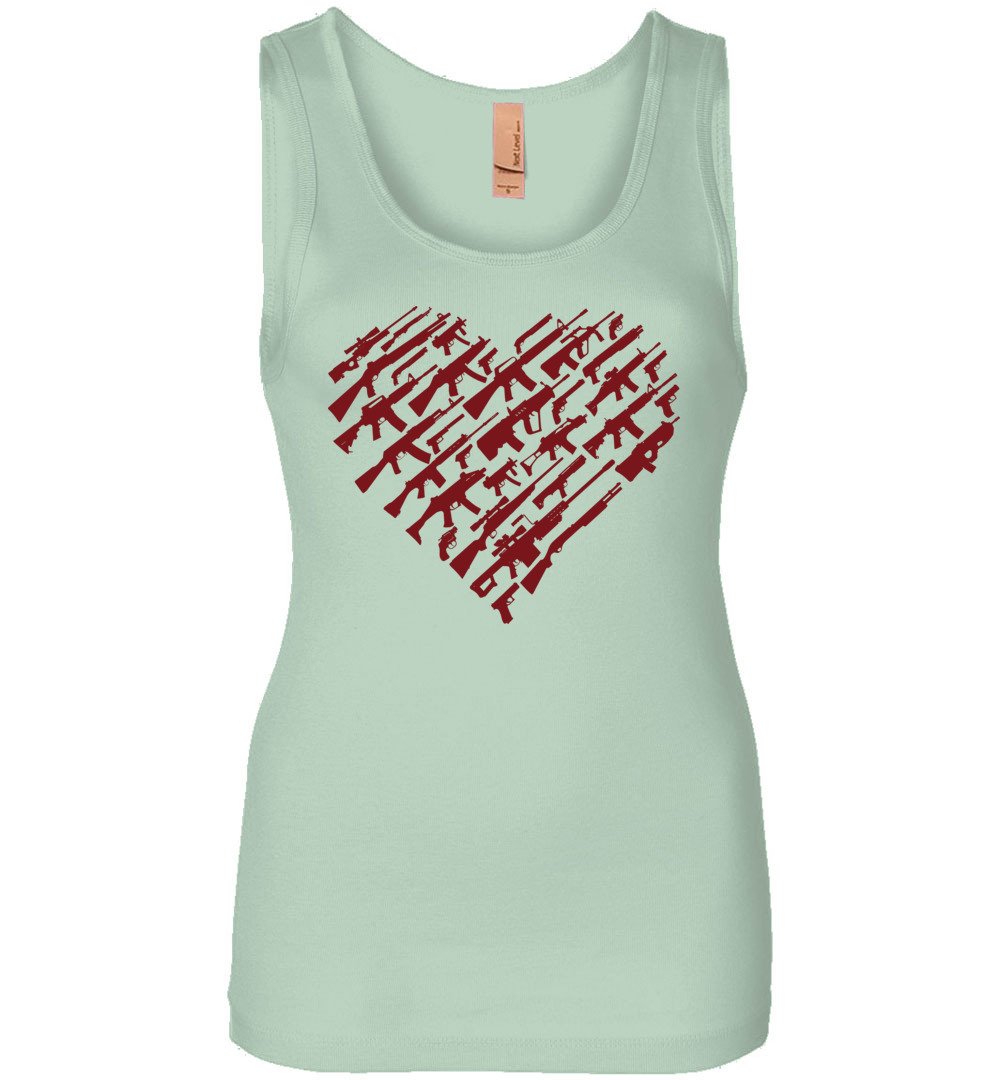 I Love Guns, Heart Made of Guns - Women's Tank Top - Mint