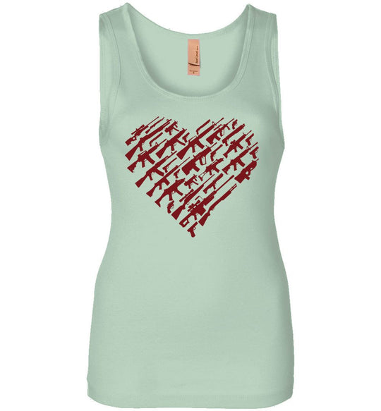I Love Guns, Heart Made of Guns - Women's Tank Top - Mint