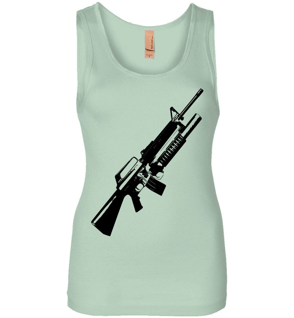 M16A2 Rifles with M203 Grenade Launcher - Pro Gun Tactical Ladies Tank Top - Mint