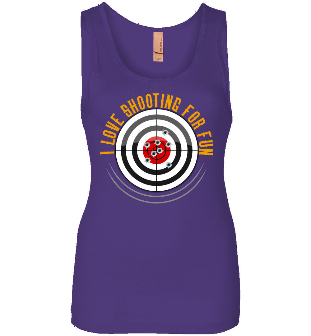 I Love Shooting for Fun - Women's Pro Gun Apparel - Purple Tank Top