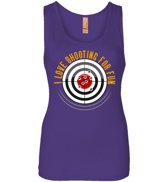 I Love Shooting for Fun - Women's Pro Gun Apparel - Purple Tank Top