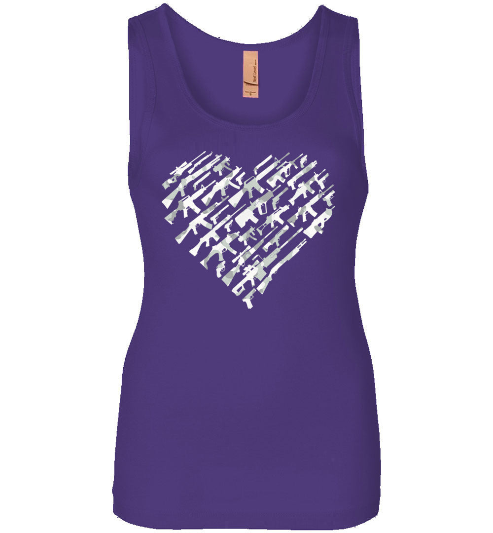 I Love Guns, Heart Made of Guns - Women's Tank Top - Purple